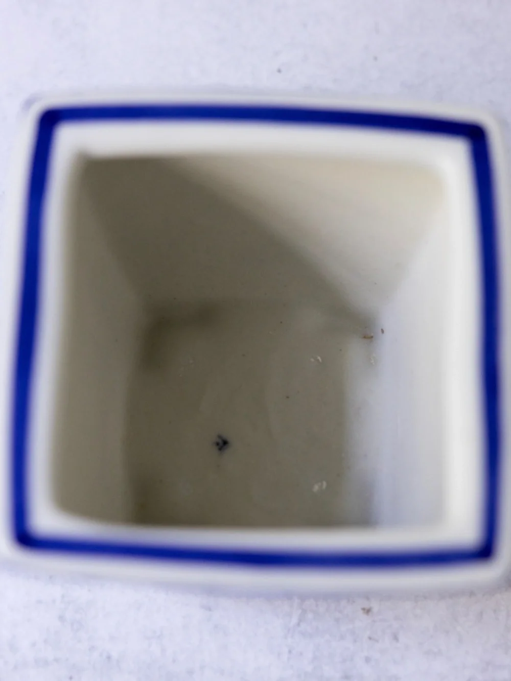 Blue white vintage square Asian chinoiserie ceramic planter 4.75